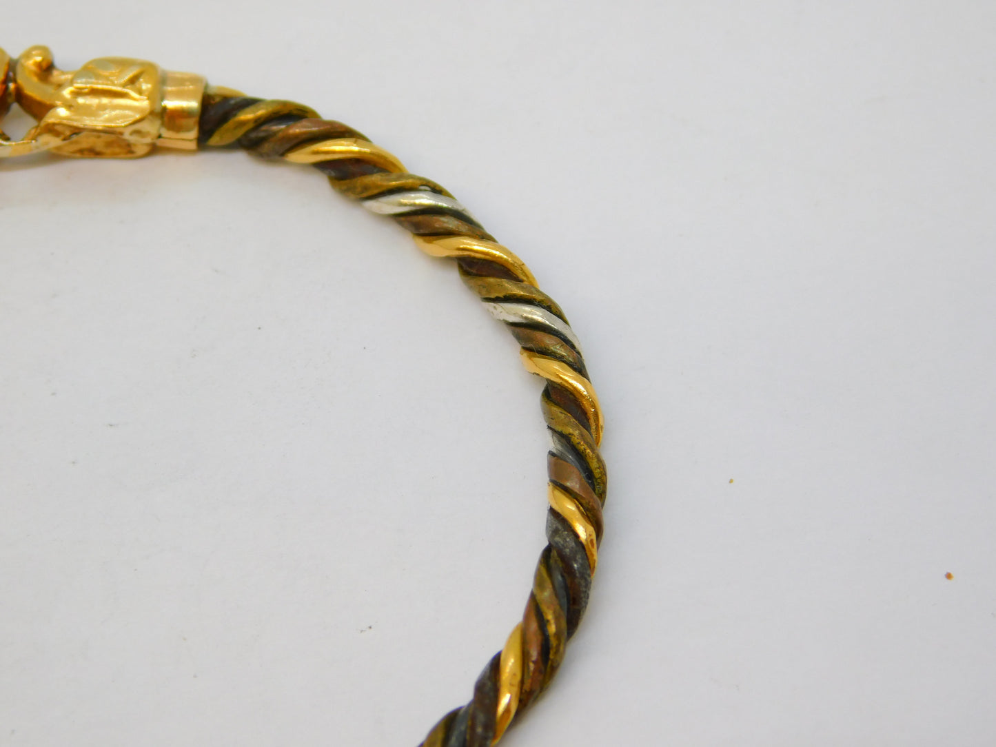Ancient 18ct Gold Mixed Metal Mythic Beast Form Bangle Bracelet Byzantine