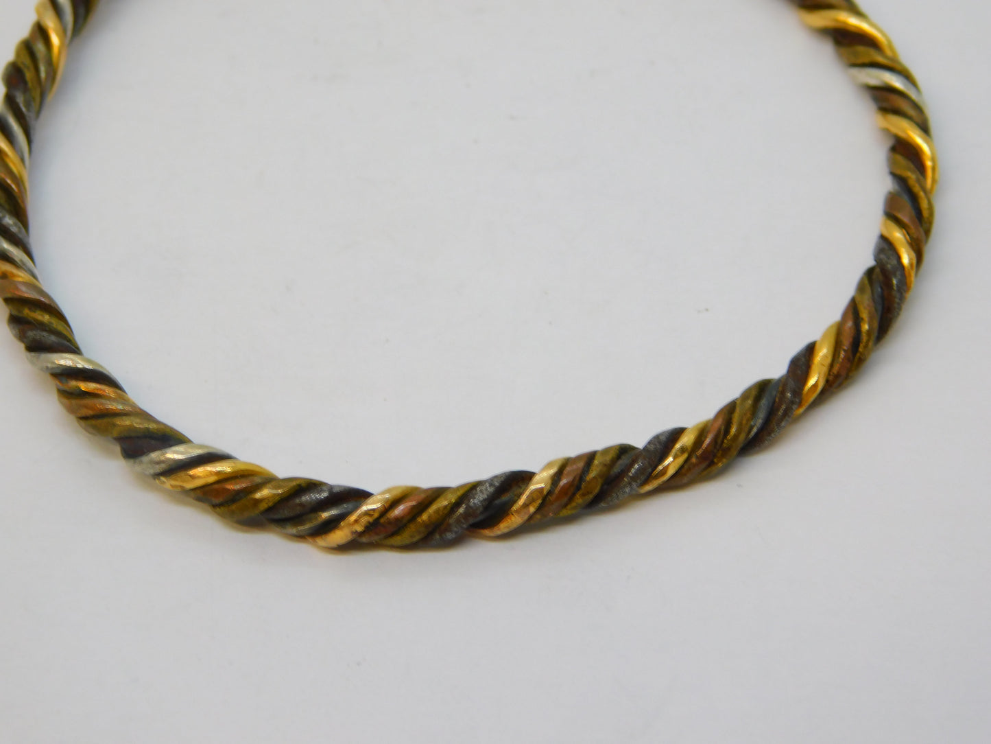 Ancient 18ct Gold Mixed Metal Mythic Beast Form Bangle Bracelet Byzantine