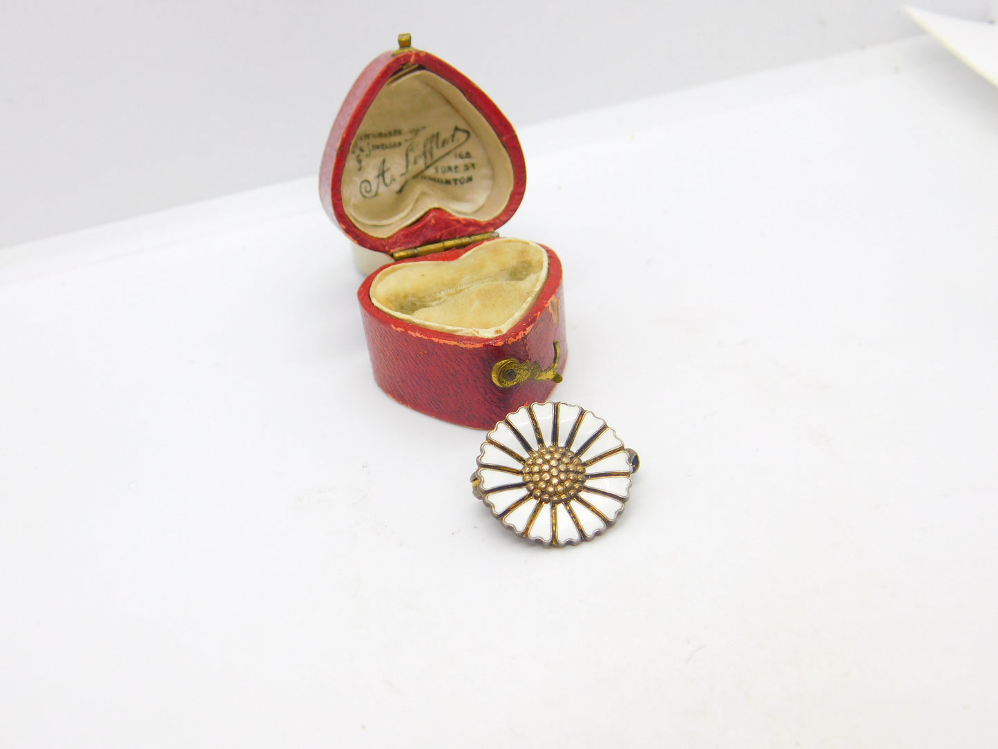 Danish Sterling Silver Gilt & Enamel Bernard Hertz Daisy Flower Brooch c1950