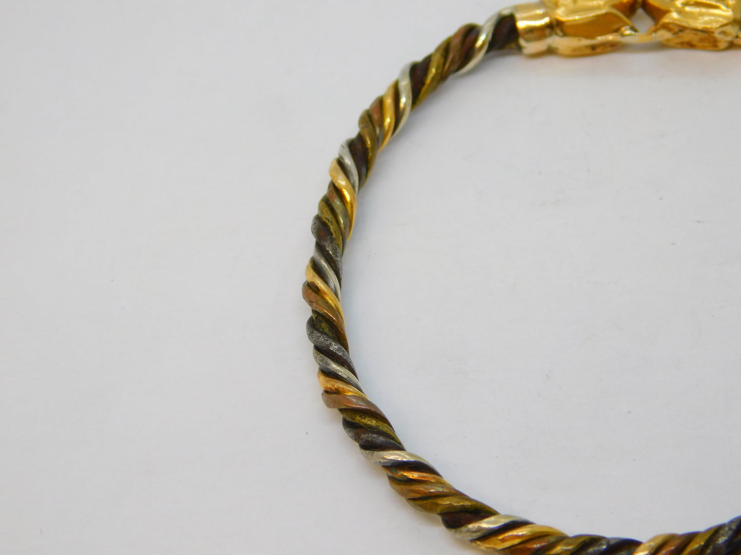 Ancient 18ct Gold Mixed Metal Mythic Beast Form Bangle Bracelet Byzantine