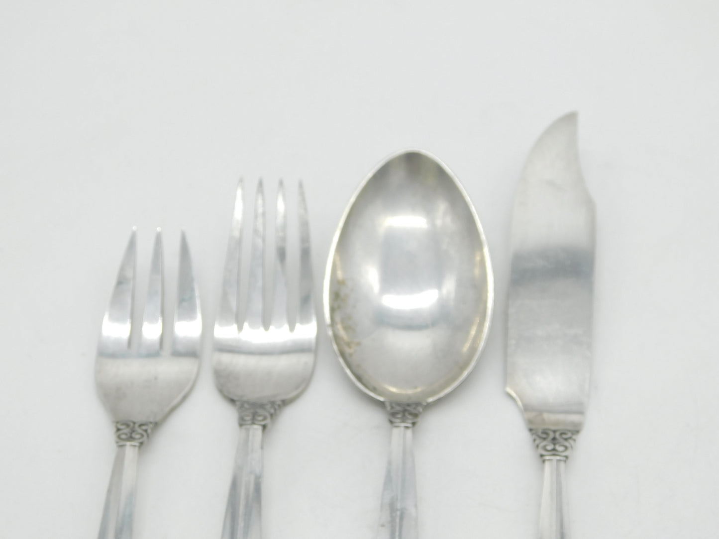 Georg Jensen Acanthus Pattern Sterling Silver Cutlery Set Antique c1917 Danish