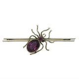 Edwardian Silver Plated Purple Paste Set Spider Insect Brooch Antique c1910