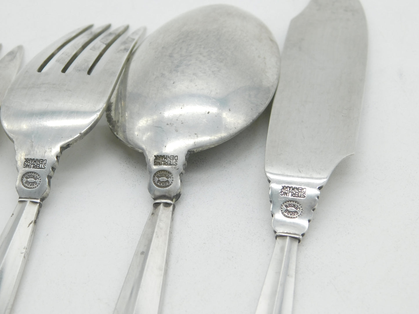 Georg Jensen Acanthus Pattern Sterling Silver Cutlery Set Antique c1917 Danish