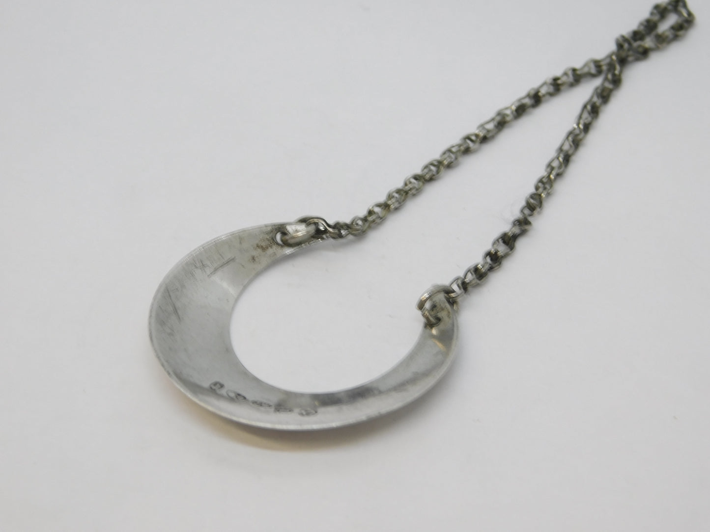 George III Sterling Silver Crescent Form Rum Decanter Label Antique 1806 Birmingham