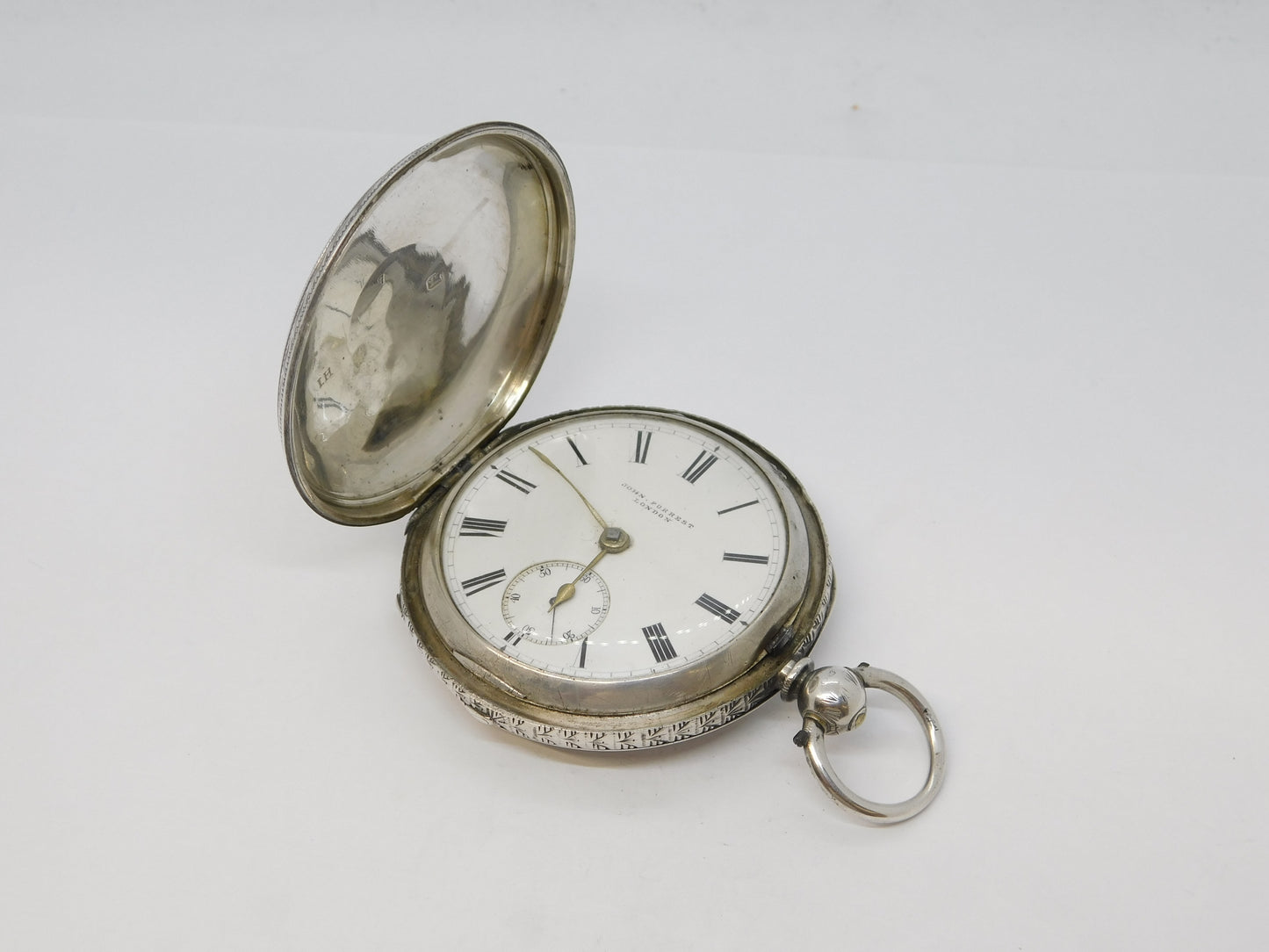 Victorian Large Sterling Silver Full-Hunter Pocket Watch Antique 1897 Chester