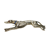 Victorian Sterling Silver, Red-Blue Paste Greyhound Racing Brooch Pin Antique c1880