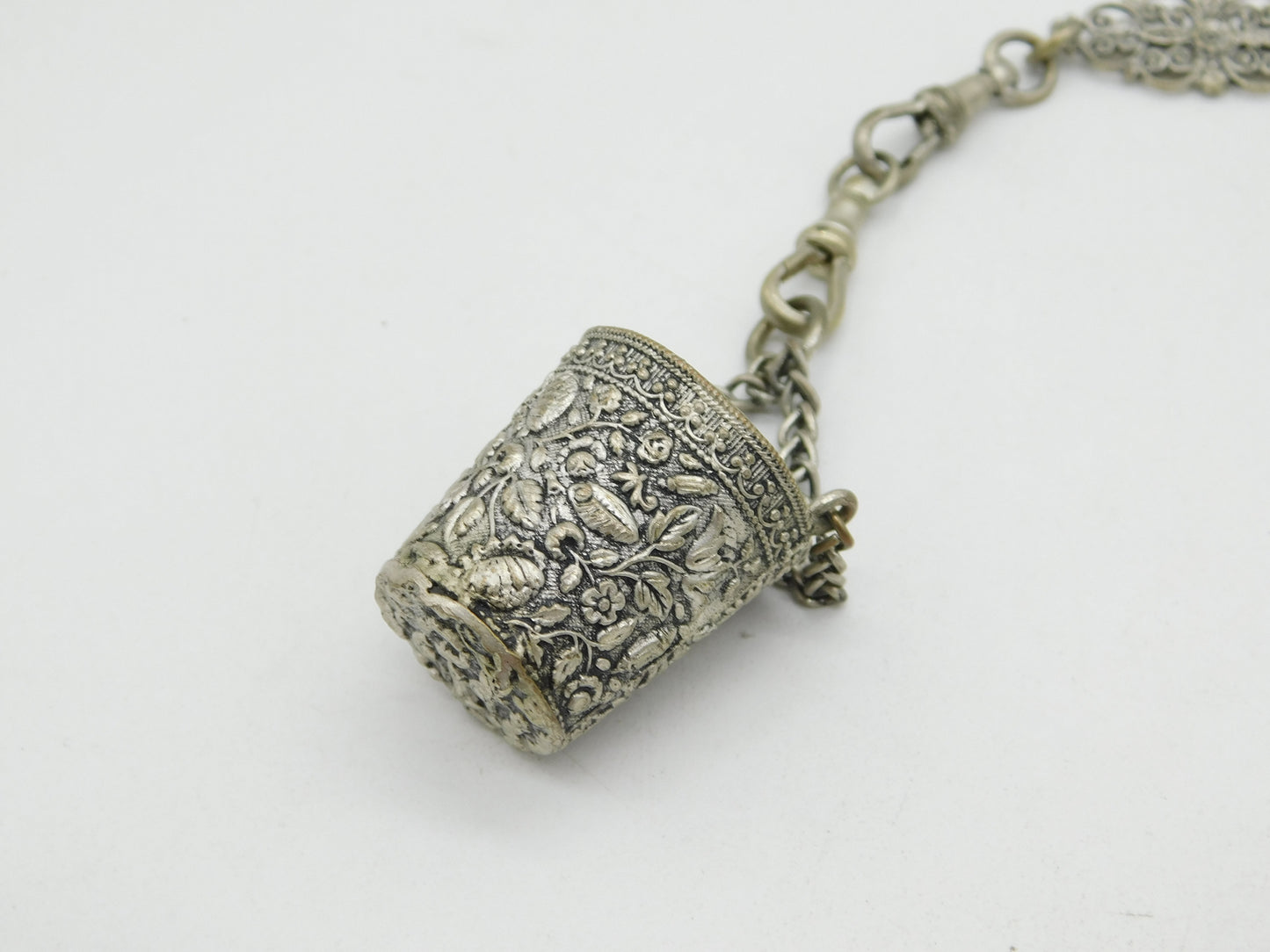 19th Century French Silver Plated Multi-Tool Sewing Chatelaine Antique c1860