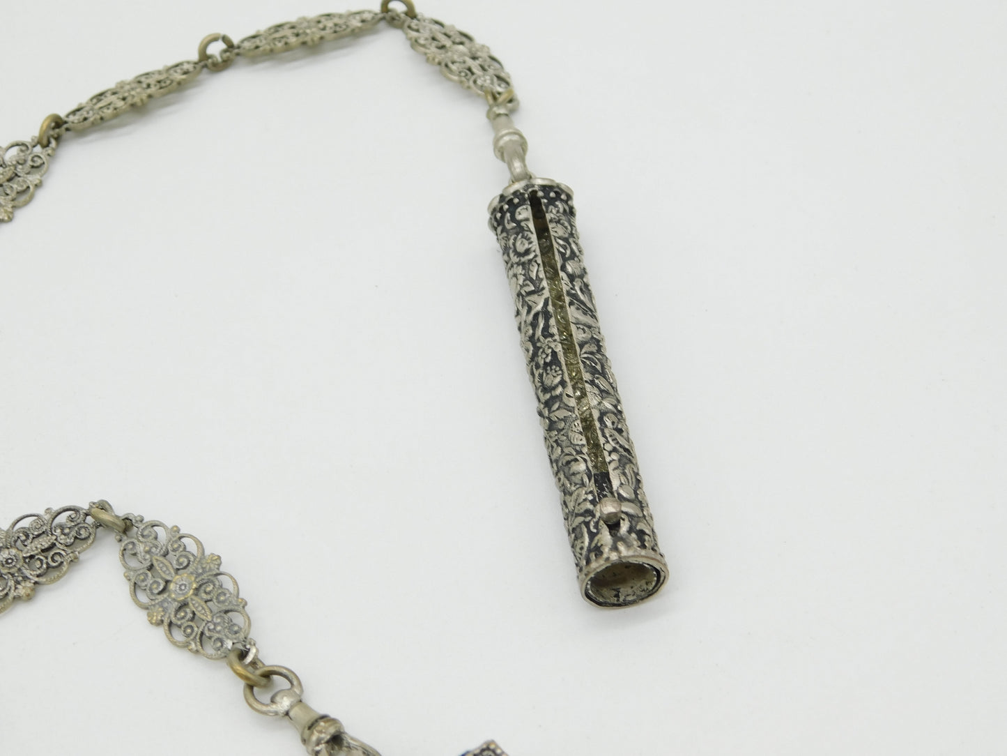 19th Century French Silver Plated Multi-Tool Sewing Chatelaine Antique c1860