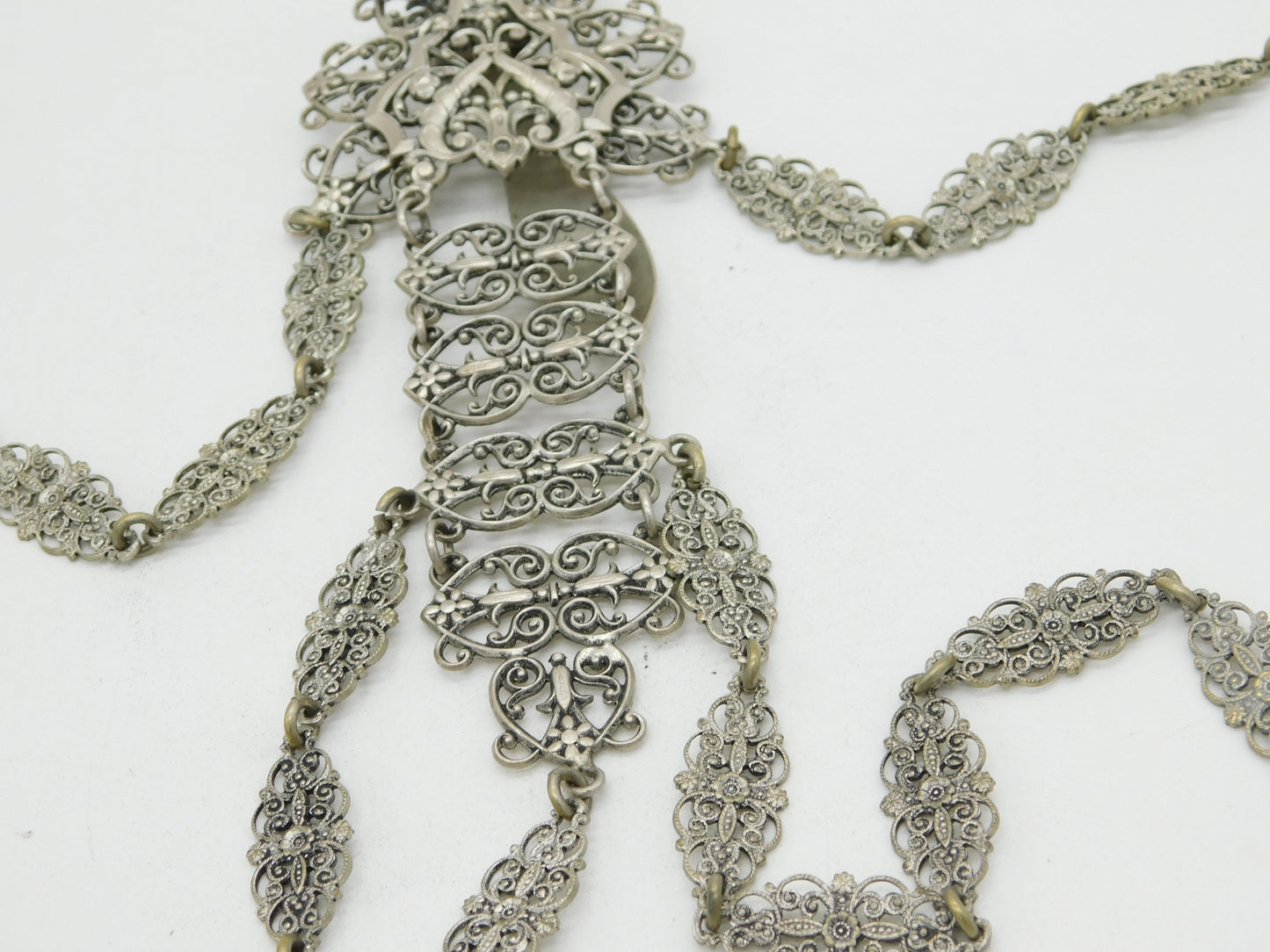 19th Century French Silver Plated Multi-Tool Sewing Chatelaine Antique c1860