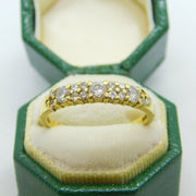 18ct Yellow Gold & 0.5ct Diamond Set Half-Eternity Ring Vintage 1973 London