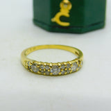 18ct Yellow Gold & 0.5ct Diamond Set Half-Eternity Ring Vintage 1973 London
