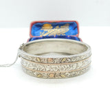 Aesthetic Movement Victorian Sterling Silver & 9ct Gold Bangle Antique c1880