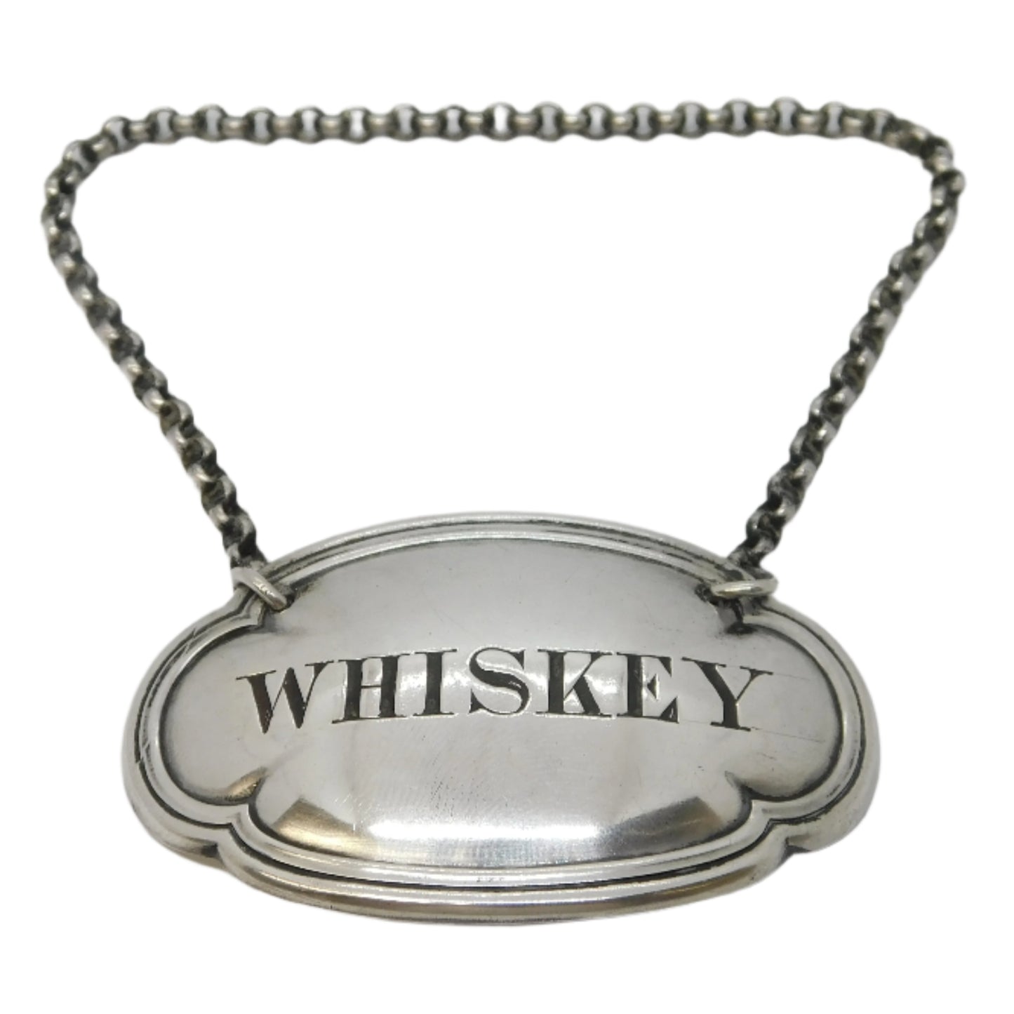 Victorian Sterling Silver Whisky Decanter Label Antique 1851 Birmingham