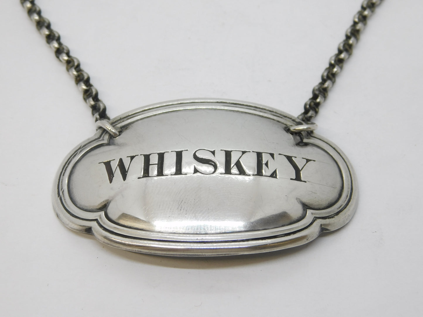 Victorian Sterling Silver Whisky Decanter Label Antique 1851 Birmingham