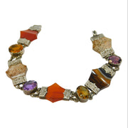 Victorian Scottish Sterling Silver, Agate, Amethyst, Citrine Bracelet Antique c1860