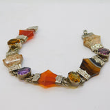 Victorian Scottish Sterling Silver, Agate, Amethyst, Citrine Bracelet Antique c1860