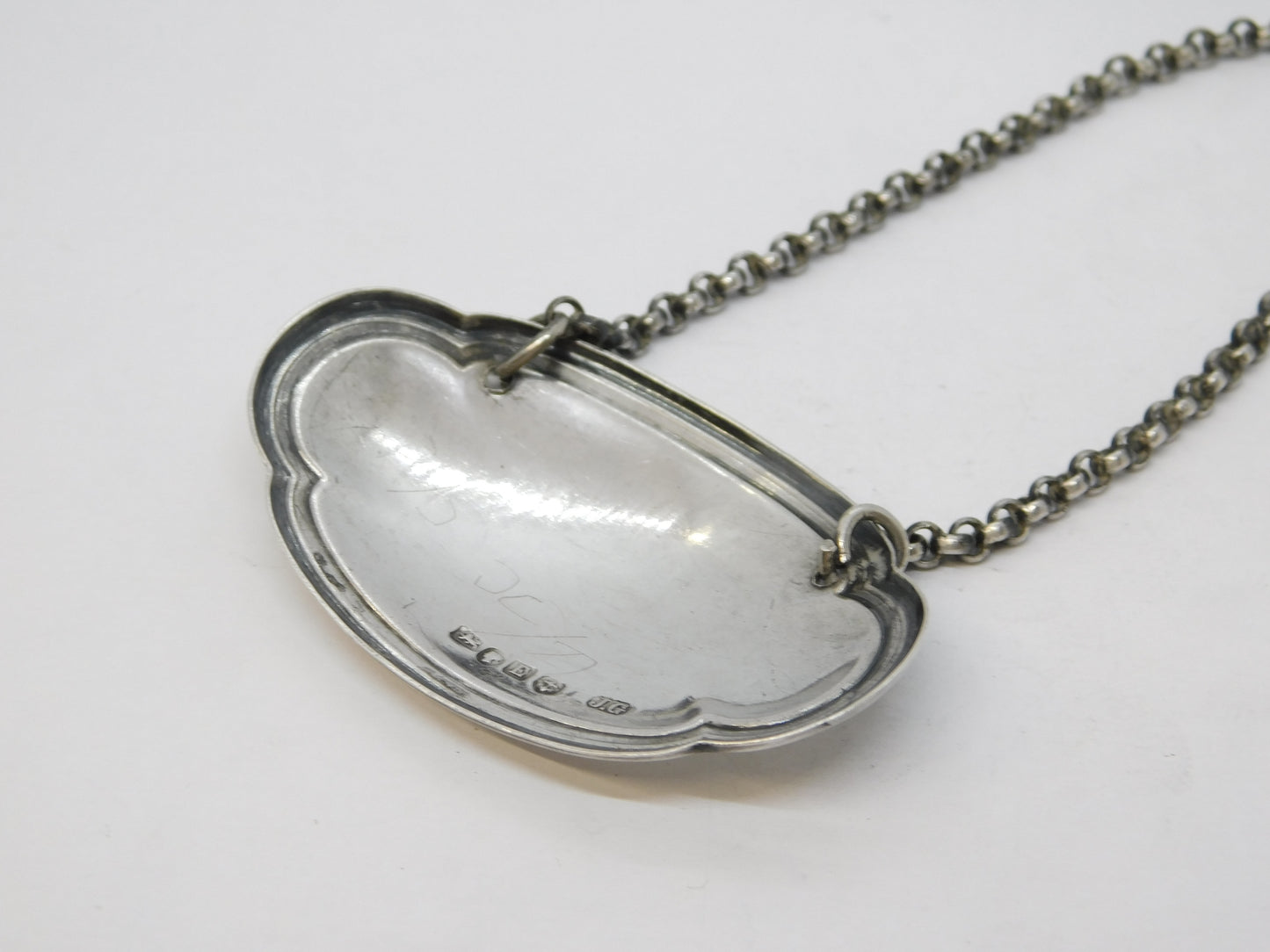 Victorian Sterling Silver Whisky Decanter Label Antique 1851 Birmingham