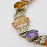 Victorian Scottish Sterling Silver, Agate, Amethyst, Citrine Bracelet Antique c1860