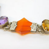 Victorian Scottish Sterling Silver, Agate, Amethyst, Citrine Bracelet Antique c1860