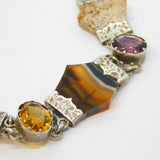 Victorian Scottish Sterling Silver, Agate, Amethyst, Citrine Bracelet Antique c1860
