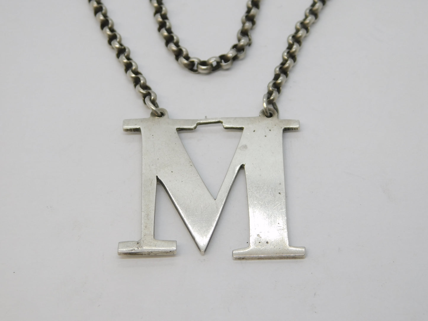 Victorian Sterling Silver 'M' Madeira Decanter Label Antique 1844 Birmingham