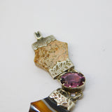 Victorian Scottish Sterling Silver, Agate, Amethyst, Citrine Bracelet Antique c1860
