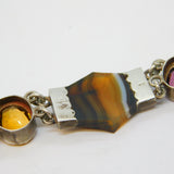 Victorian Scottish Sterling Silver, Agate, Amethyst, Citrine Bracelet Antique c1860