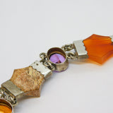 Victorian Scottish Sterling Silver, Agate, Amethyst, Citrine Bracelet Antique c1860