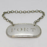George III Sterling Silver Lined Pattern Port Decanter Label Antique 1819 London