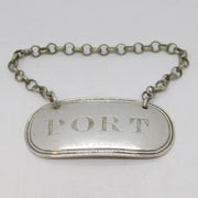 George III Sterling Silver Lined Pattern Port Decanter Label Antique 1819 London