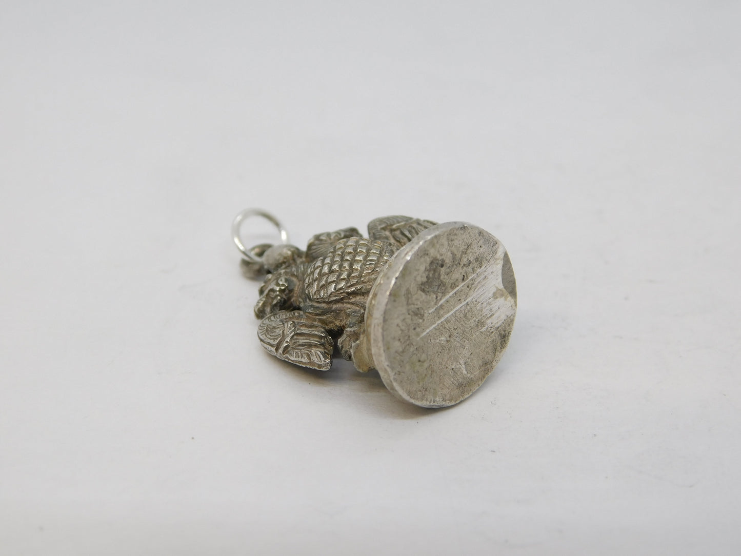 19th Century Indian Hindu Cast Sterling Silver God Charm Pendant Antique c1890