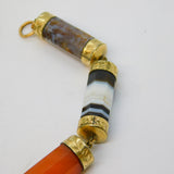 Victorian Scottish Gold Plated & Mixed Agate Cartridge Bracelet Antique c1860