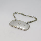 George III Sterling Silver Lined Pattern Port Decanter Label Antique 1819 London