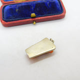 Sterling Silver Set Carved Red Coral Laughing Face Pendant Antique c1920 Deco