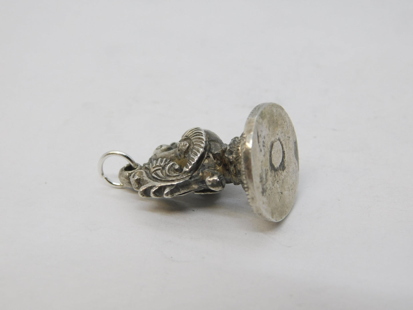 19th Century Indian Hindu Cast Sterling Silver God Charm Pendant Antique c1890