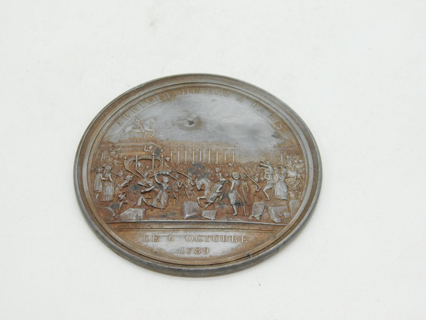 French Revolution Uniface Medallion 'Arrivèe Du Roi A Paris' Antique 1789