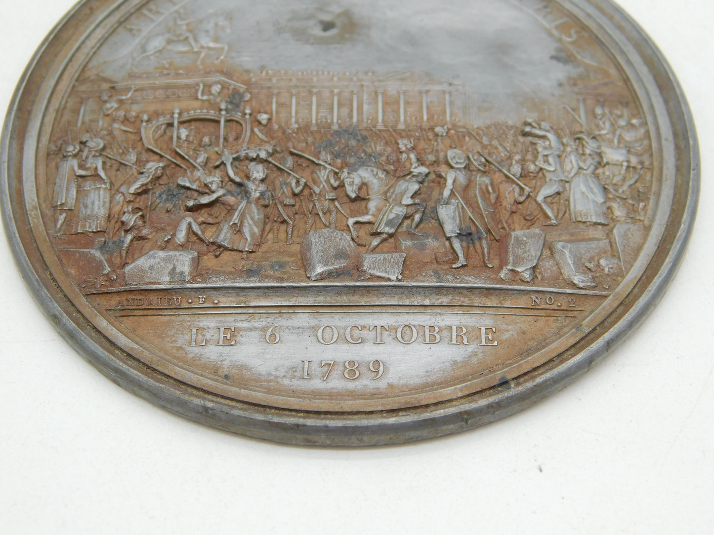 French Revolution Uniface Medallion 'Arrivèe Du Roi A Paris' Antique 1789