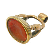 George III Gold Plated Carved Carnelian Intaglio Portrait Seal Fob Antique c1800