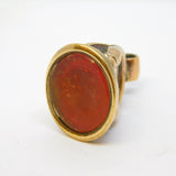 George III Gold Plated Carved Carnelian Intaglio Portrait Seal Fob Antique c1800