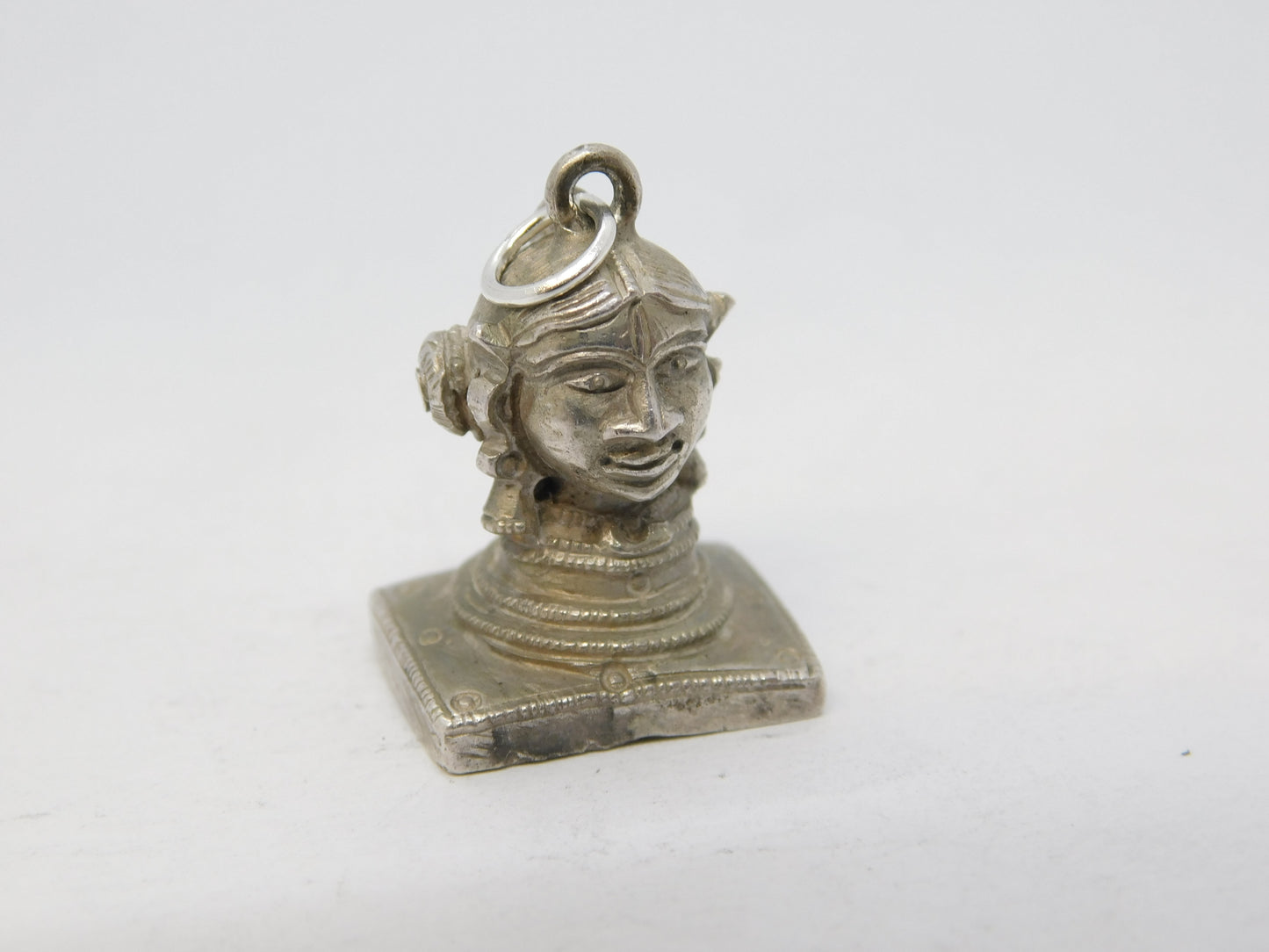 19th Century Indian Hindu Cast Sterling Silver God Charm Pendant Antique c1890