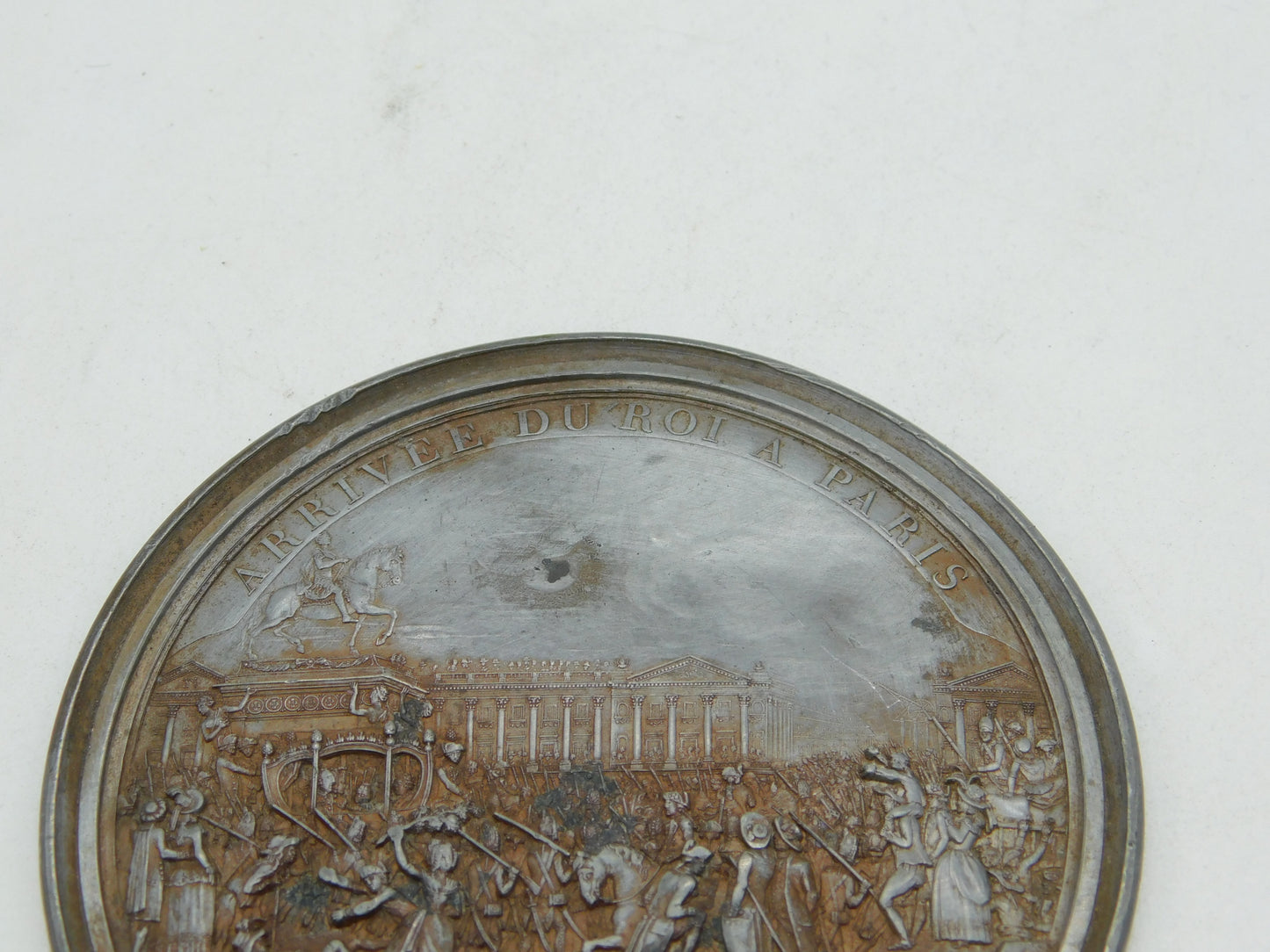 French Revolution Uniface Medallion 'Arrivèe Du Roi A Paris' Antique 1789