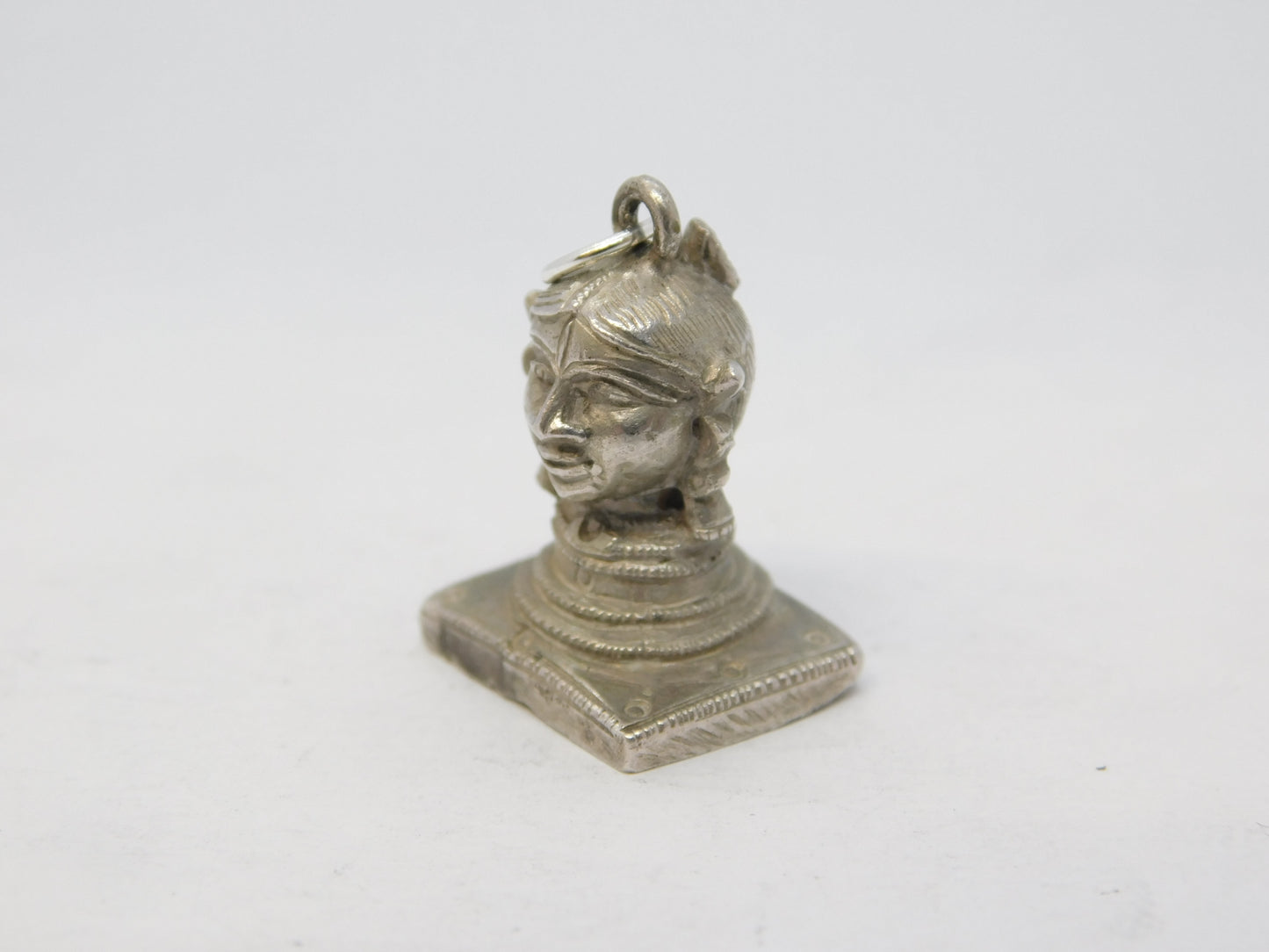 19th Century Indian Hindu Cast Sterling Silver God Charm Pendant Antique c1890