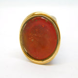 George III Gold Plated Carved Carnelian Intaglio Portrait Seal Fob Antique c1800