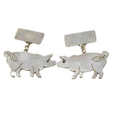 Pair of Sterling Silver Gents Pig Cufflinks Vintage 1999 London Studio Jewellery