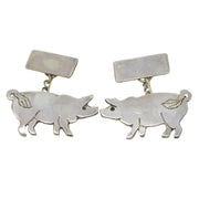 Pair of Sterling Silver Gents Pig Cufflinks Vintage 1999 London Studio Jewellery