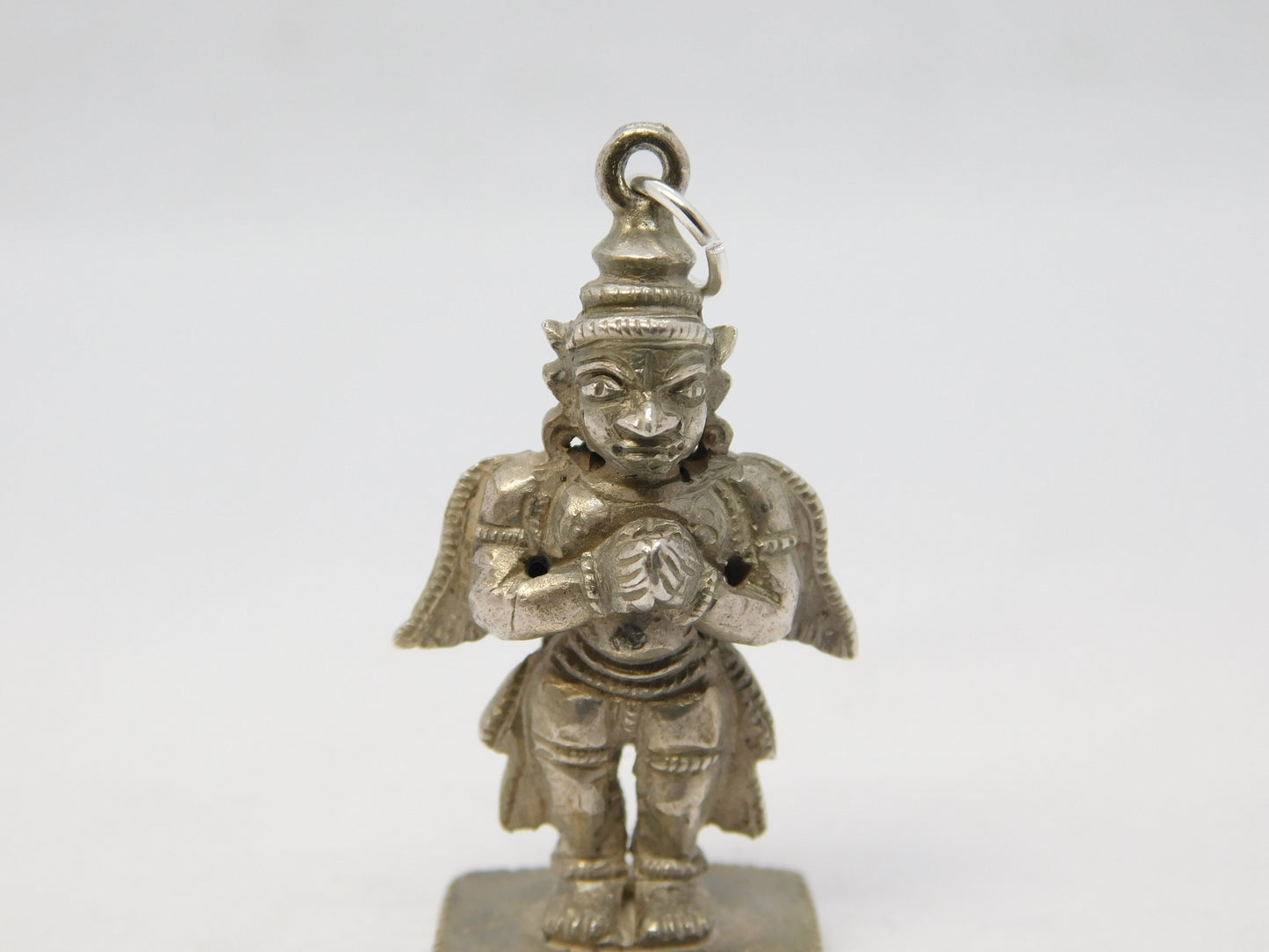 19th Century Indian Hindu Cast Sterling Silver Charm Pendant Antique c1890