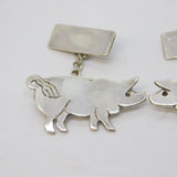 Pair of Sterling Silver Gents Pig Cufflinks Vintage 1999 London Studio Jewellery
