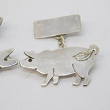 Pair of Sterling Silver Gents Pig Cufflinks Vintage 1999 London Studio Jewellery