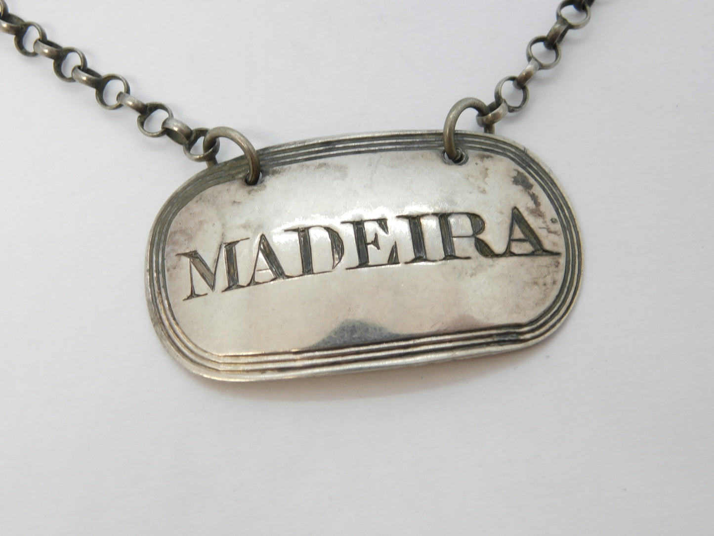 George IV Sterling Silver Madeira Wine Decanter Label Antique 1823 London
