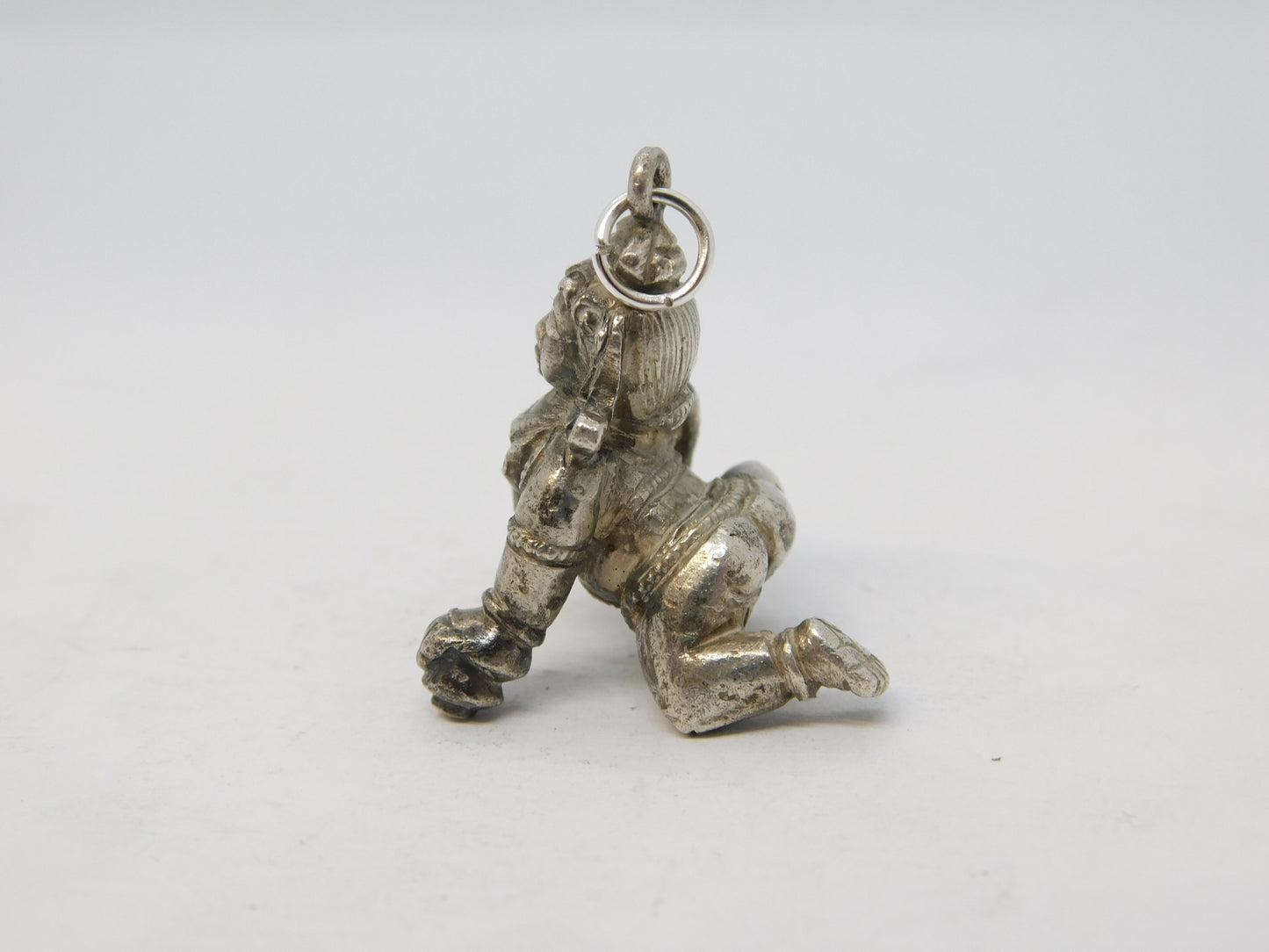 19th Century Indian Cast Sterling Silver Hindu God Charm Pendant Antique c1890